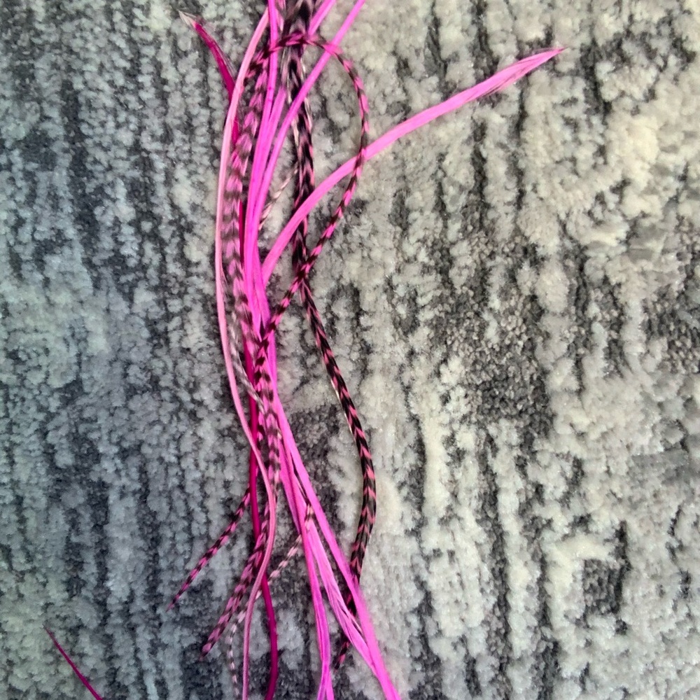 Feather hair extensions bundle (pink)
